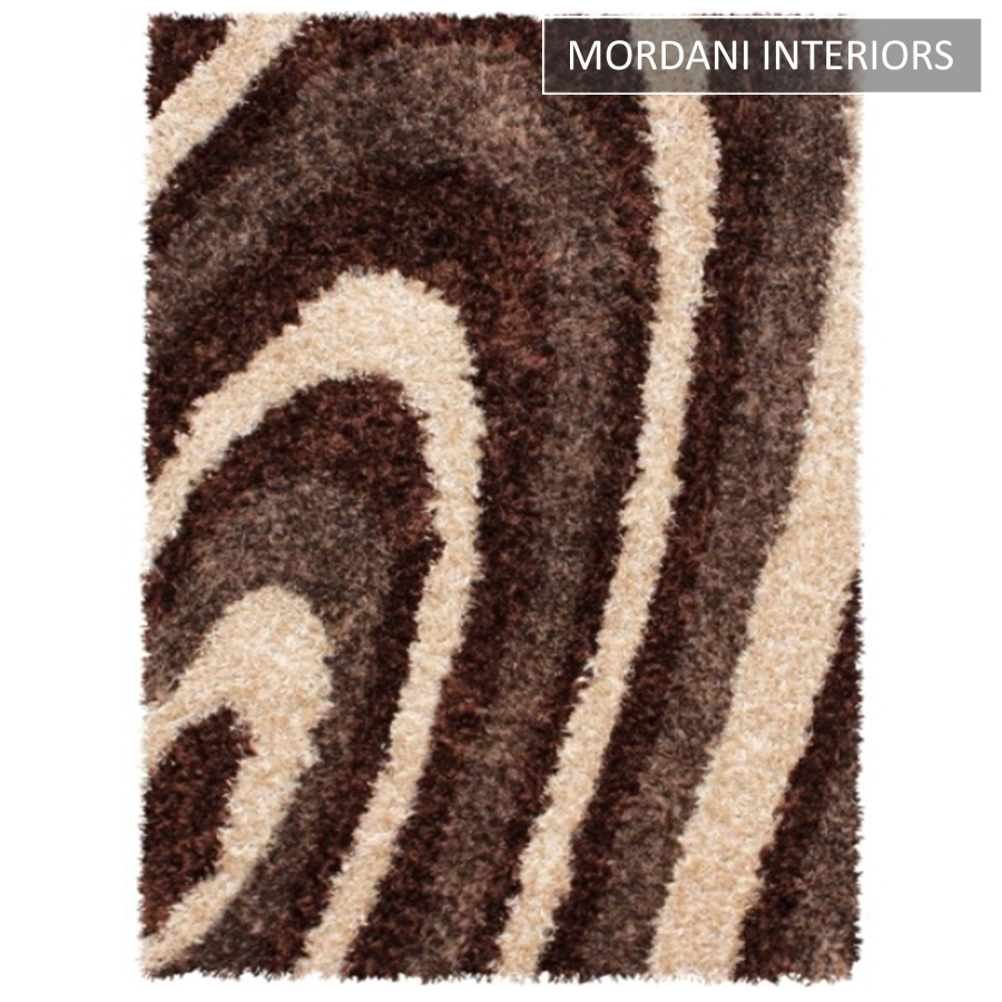  018-A-Brown Geometric Shaggy Area Rug